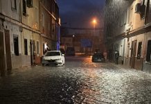 Imagen de una de las calles de la localidad inundada