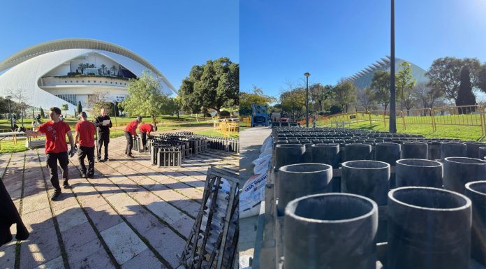 Empieza el montaje del castillo de Nochevieja: más de 1.700 kilos de pólvora