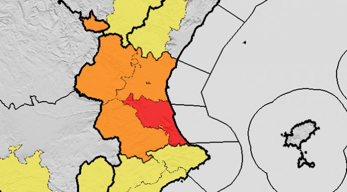 Activan aviso rojo por lluvias en el litoral sur de la provincia de Valencia Aviso rojo