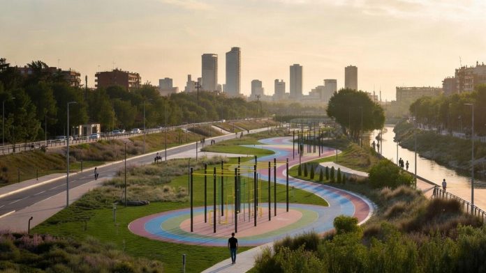 7televalencia río parque inundable Imagen generada por IA de cómo quedaría el parque inundable del Turia y el Poyo