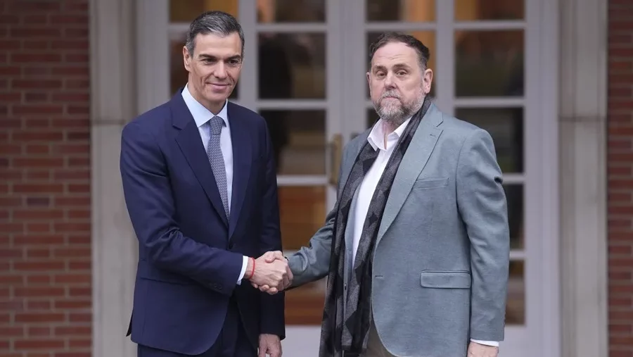 Pedro Sánchez y Oriol Junqueras tras la reunión mantenida la semana pasada