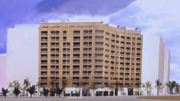 Fachada de la futura vivienda de alquiler asequible