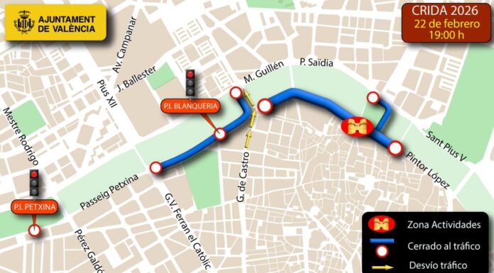 Cortes de tráfico durante la Crida del domingo
