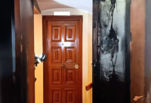 Así queda una vivienda quemada en la calle Poeta Alberola