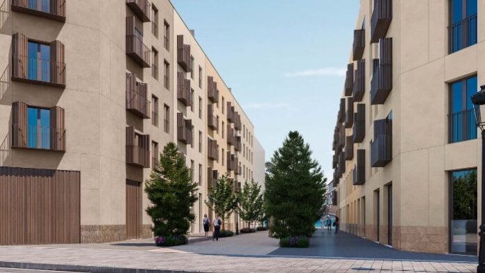 Vista de frente de la nueva vía peatonal / AEDAS