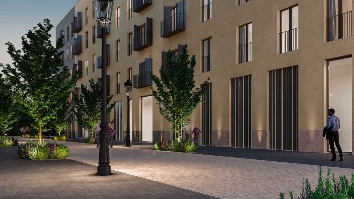 Vista de la nueva urbanización desde la calle / AEDAS