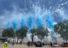 Castillo de fuegos artificiales y mascletà por la Mare de Déu dels Desemparats en València