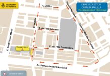Desvío para el tráfico de salida del barrio de Malilla
