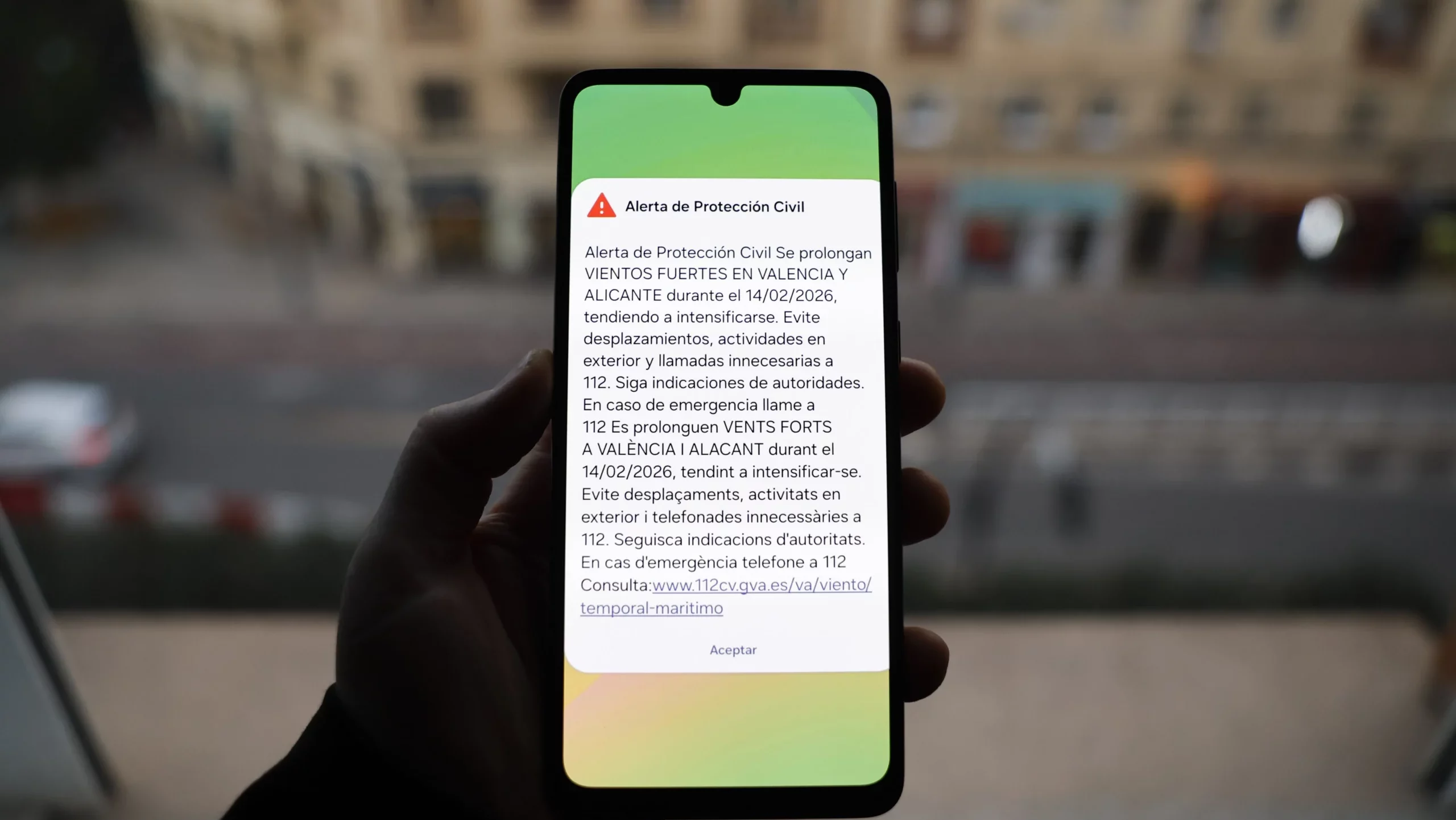 Último ES-Alert que ha sonado en Valencia por vientos extremos