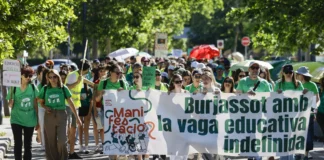 Una de las marchas docentes de la huelga