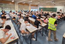 Primer examen de la PAU 2026 en una de las aulas de la UPV