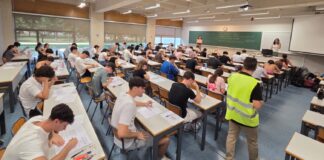 Primer examen de la PAU 2026 en una de las aulas de la UPV
