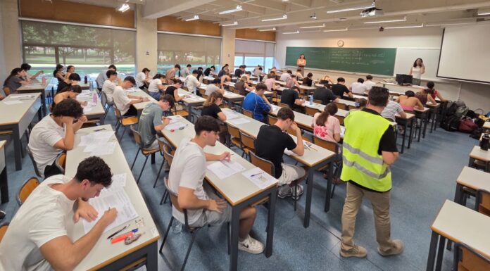 Primer examen de la PAU 2026 en una de las aulas de la UPV