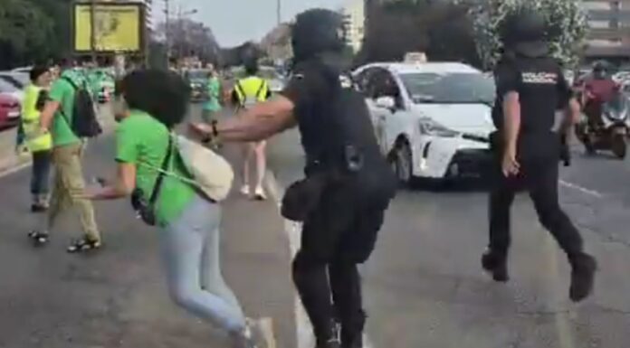 Momento de la agresión policial a la docente