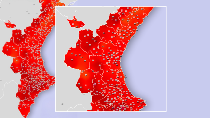 7televalencia-mapa-calor El mapa del calor extremo: estos son los municipios de Valencia en alerta roja