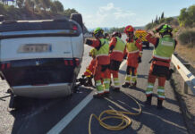 Aparatoso accidente con cuatro vehículo en la A-3 a la altura de Buñol