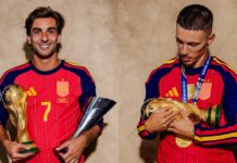 València propone nombrar hijos adoptivos a Ferran Torres y Alejandro Grimaldo Ferran Torres y Grimaldo en la sesión fotográfica tras la final del Mundial. FIFA