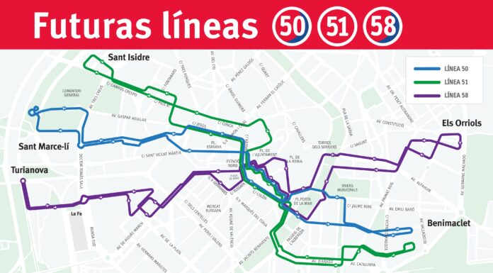 Nuevo mapa de la EMT en Valencia: tres líneas cambiarán sus recorridos en noviembre