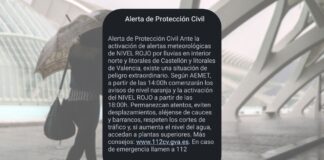 Suena el Es-Alert ante el aviso rojo por lluvias torrenciales en Valencia y Castellón El Es-Alert ha sonado en todo el litoral de Valencia