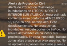 Emergencias envía dos ES-Alert de prevención ante la dana
