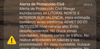 Emergencias envía dos ES-Alert de prevención ante la dana