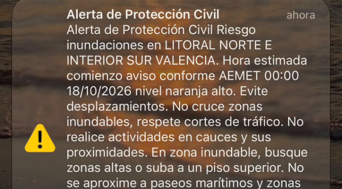 Emergencias envía dos ES-Alert de prevención ante la dana