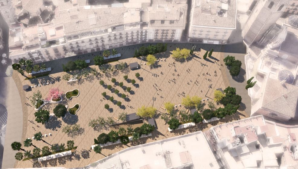 Recreación de la Plaza de la Reina una vez esté peatonalizada.