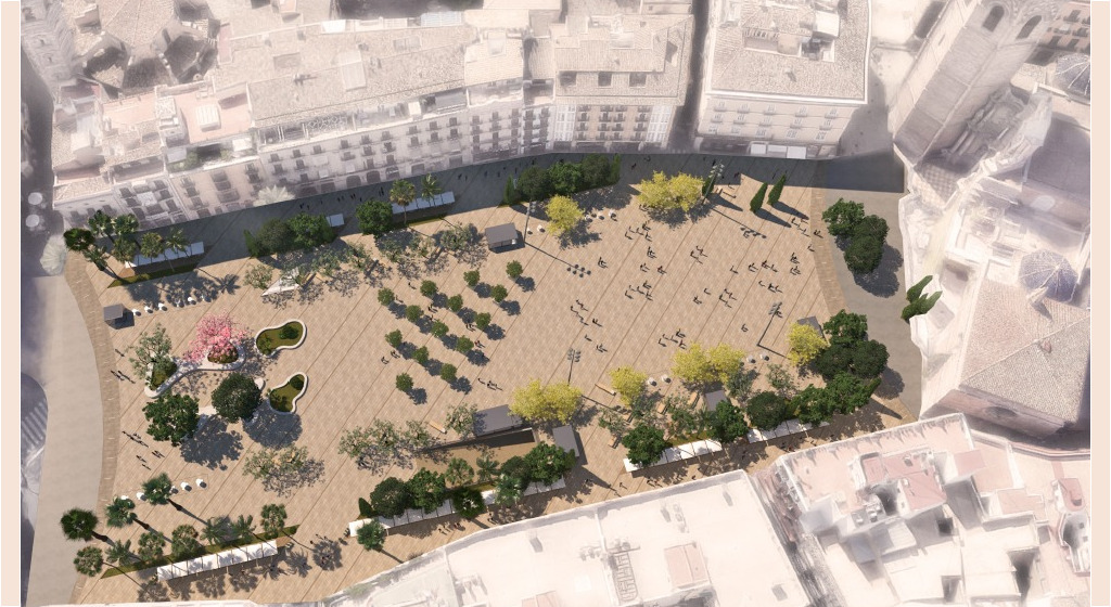 Recreación de la Plaza de la Reina una vez esté peatonalizada.
