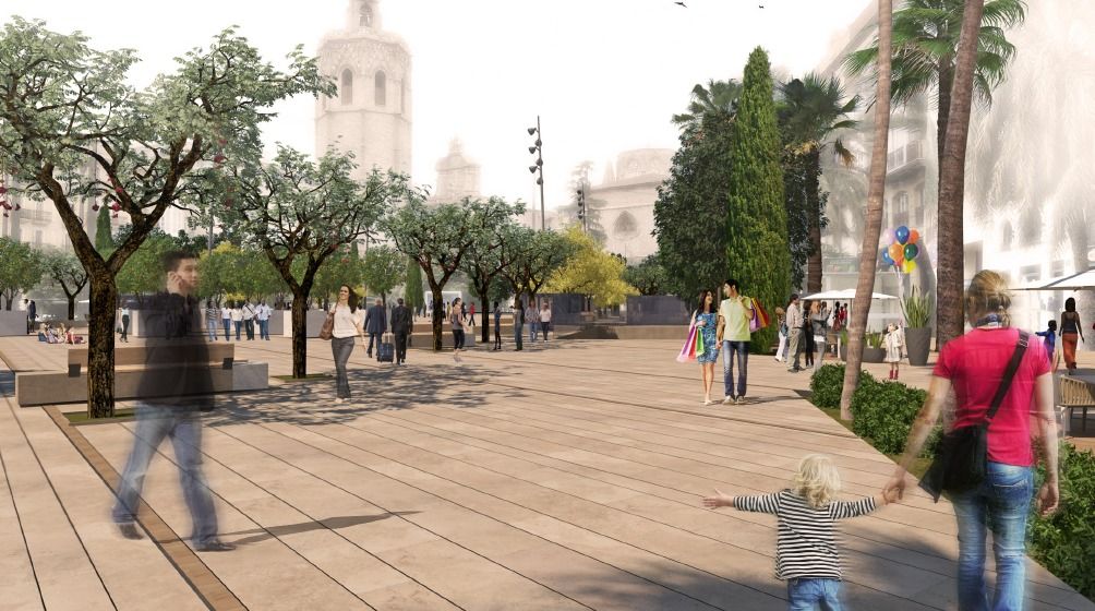 El entorno de El Miguelete en el diseño de la peatonalización de la Plaza de la Reina de Valencia. Reina