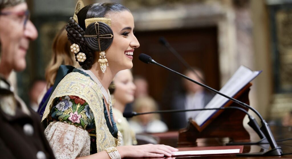 Carmen Prades durante el discurso de proclamación